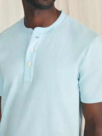 Short-Sleeve Sunwashed Henley - Blue Oasis(Blue Oasis,XS)