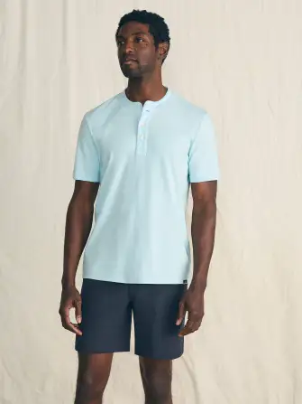 Short-Sleeve Sunwashed Henley - Blue Oasis