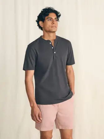Short-Sleeve Sunwashed Henley - Washed Black