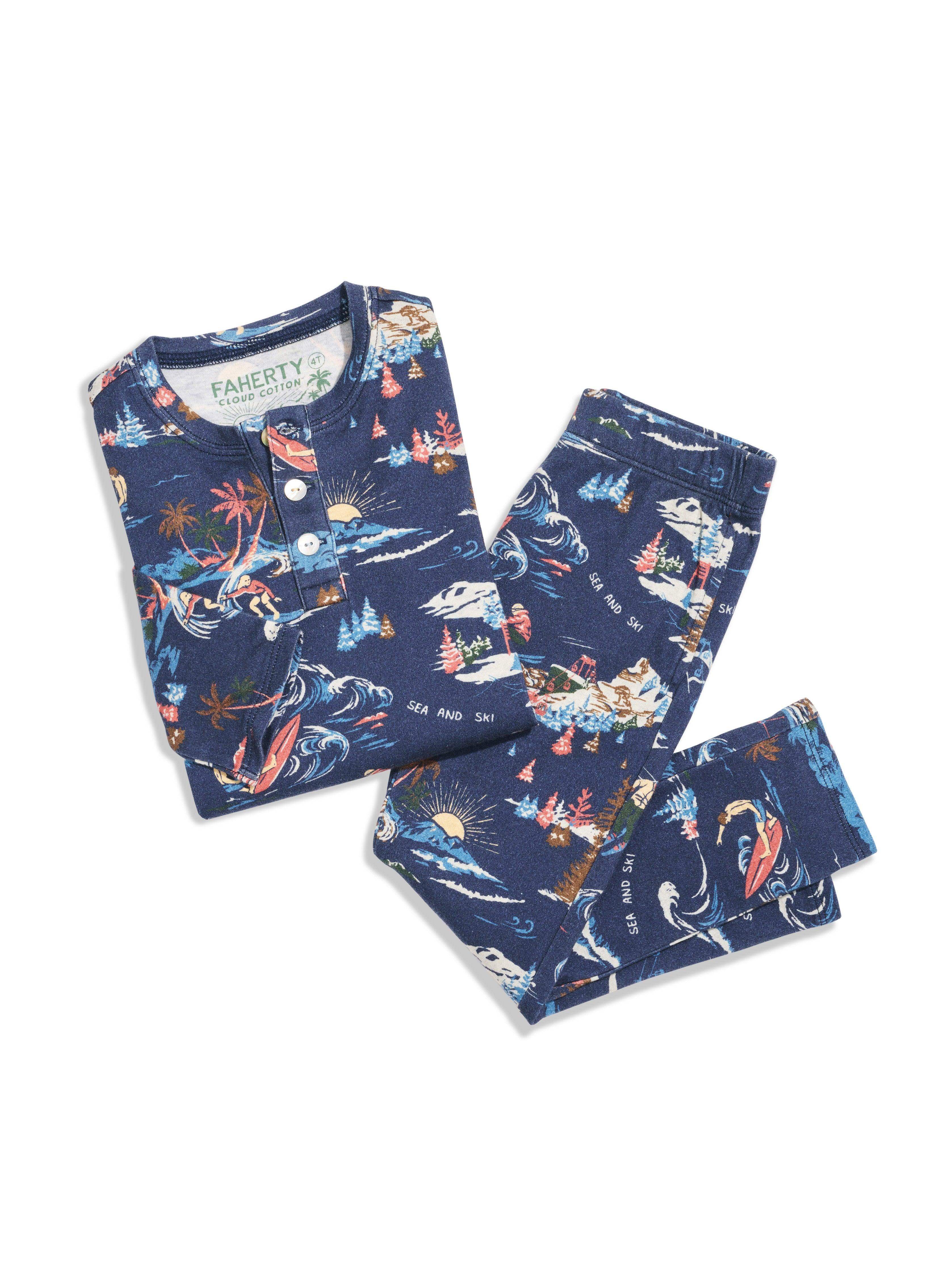 Kids Cloud Cotton Pajama Set - Navy Sea To Ski