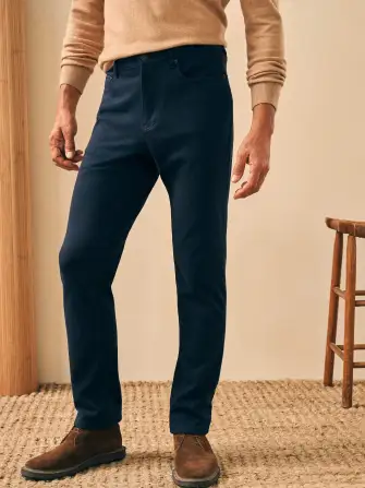 Knit Flannel 5-Pocket Pant - Navy Ink Sky