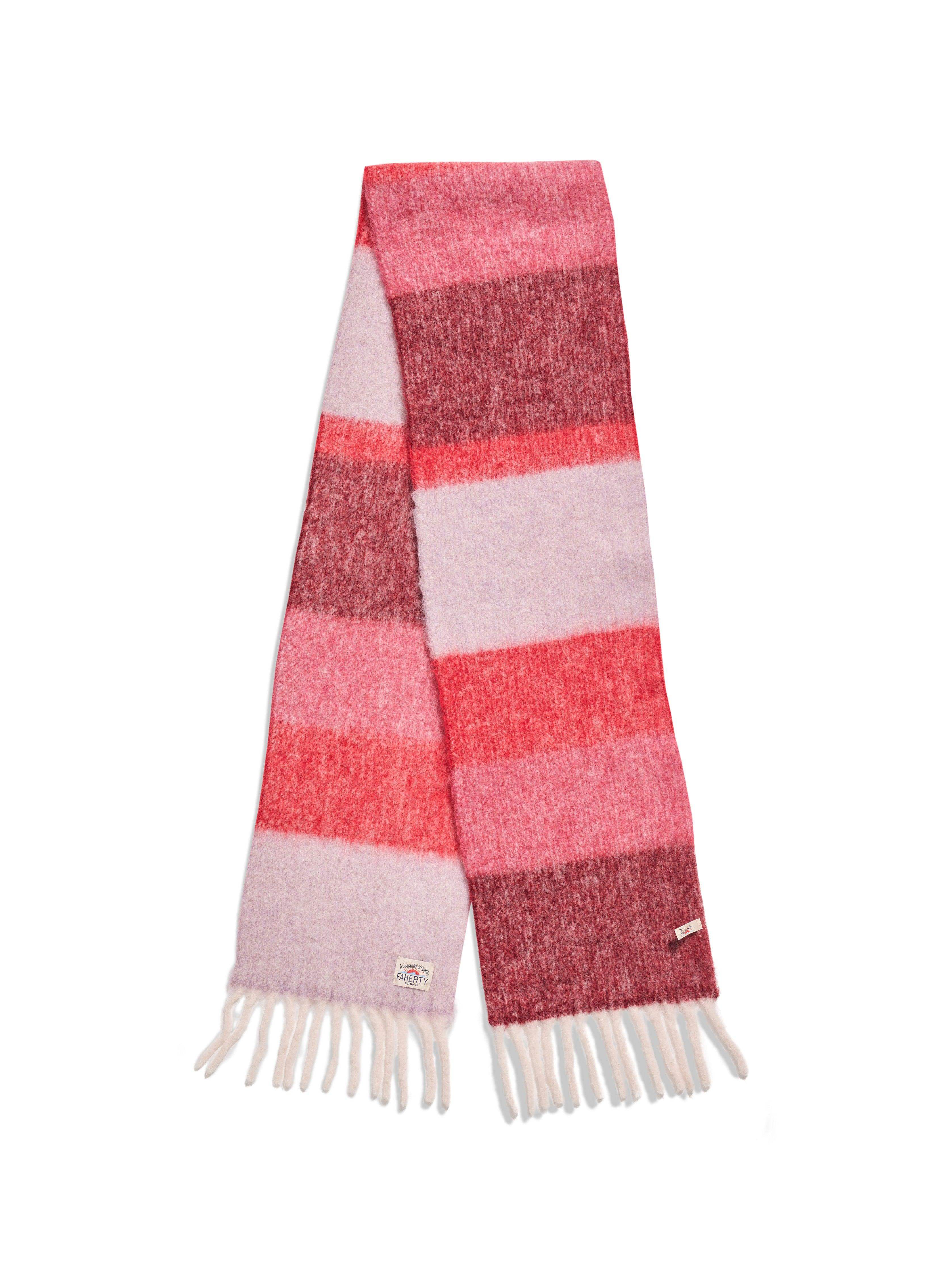 Block Stripe Alpaca Scarf - Red