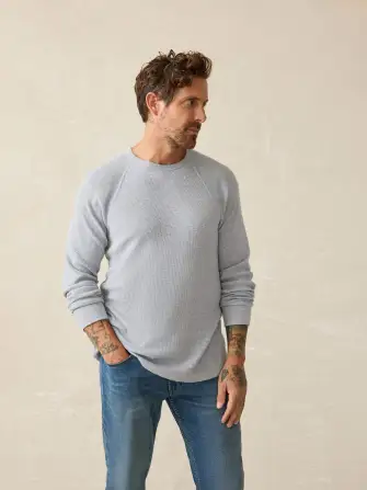 Long-Sleeve Cloud Waffle Crew - Frosty Slate Heather(Frosty Slate Heather,XS)