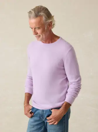 Tropical Cashmere Crewneck Sweater - Coastal Lavender