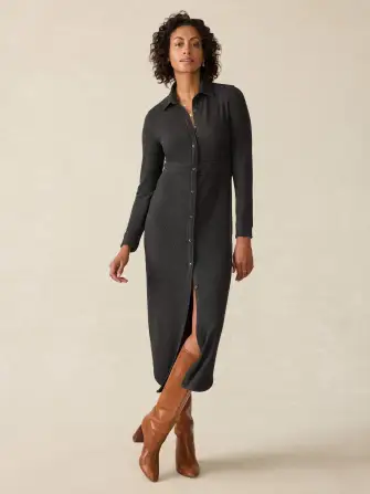 Legend™ Sweater Maxi Dress - Heathered Black Twill