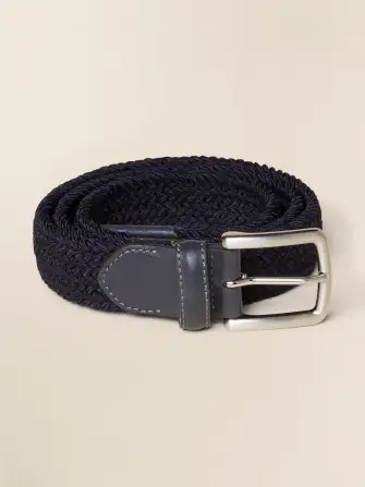 Men's Stretch Woven Belt - Navy(Navy,S)