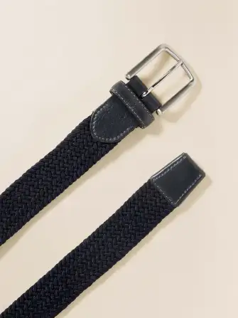 Men's Stretch Woven Belt - Navy(Navy,S)