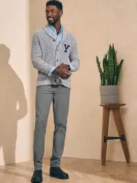 Yale Marled Cotton Cardigan - Light Grey Marl