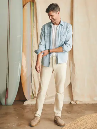 Organic Cotton Slim Straight Denim - Stone(Stone,30)