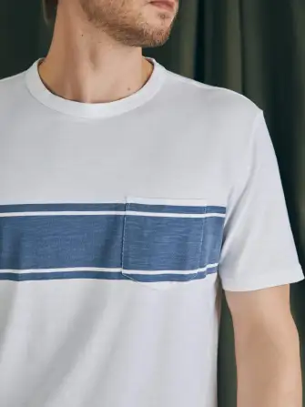 Surf Stripe Sunwashed Pocket Tee - White(White Surf Stripe,XS)