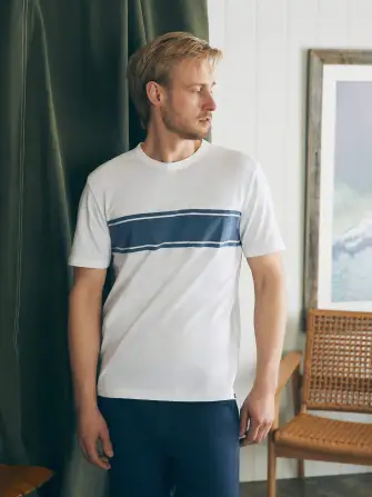 Surf Stripe Sunwashed Pocket Tee - White(White Surf Stripe,XS)