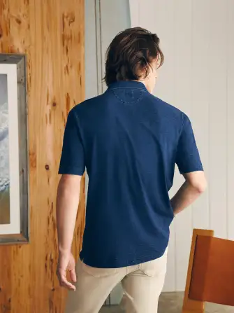 Short-Sleeve Indigo Polo Shirt - Midnight Wash(Midnight Wash,XS)