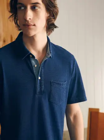 Short-Sleeve Indigo Polo Shirt - Midnight Wash(Midnight Wash,XS)