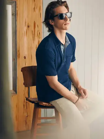 Short-Sleeve Indigo Polo Shirt - Midnight Wash(Midnight Wash,XS)
