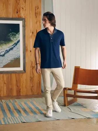Short-Sleeve Indigo Polo Shirt - Midnight Wash(Midnight Wash,XS)