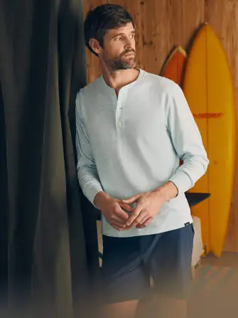 Sunwashed Slub Henley - Sky