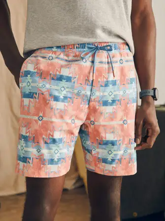 Doug Good Feather Shorelite Active Swim Short (7 Inseam) - Water Color Star Nation