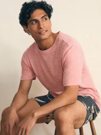 Short-Sleeve Vintage Chambray Tee - Vintage Rose Heather