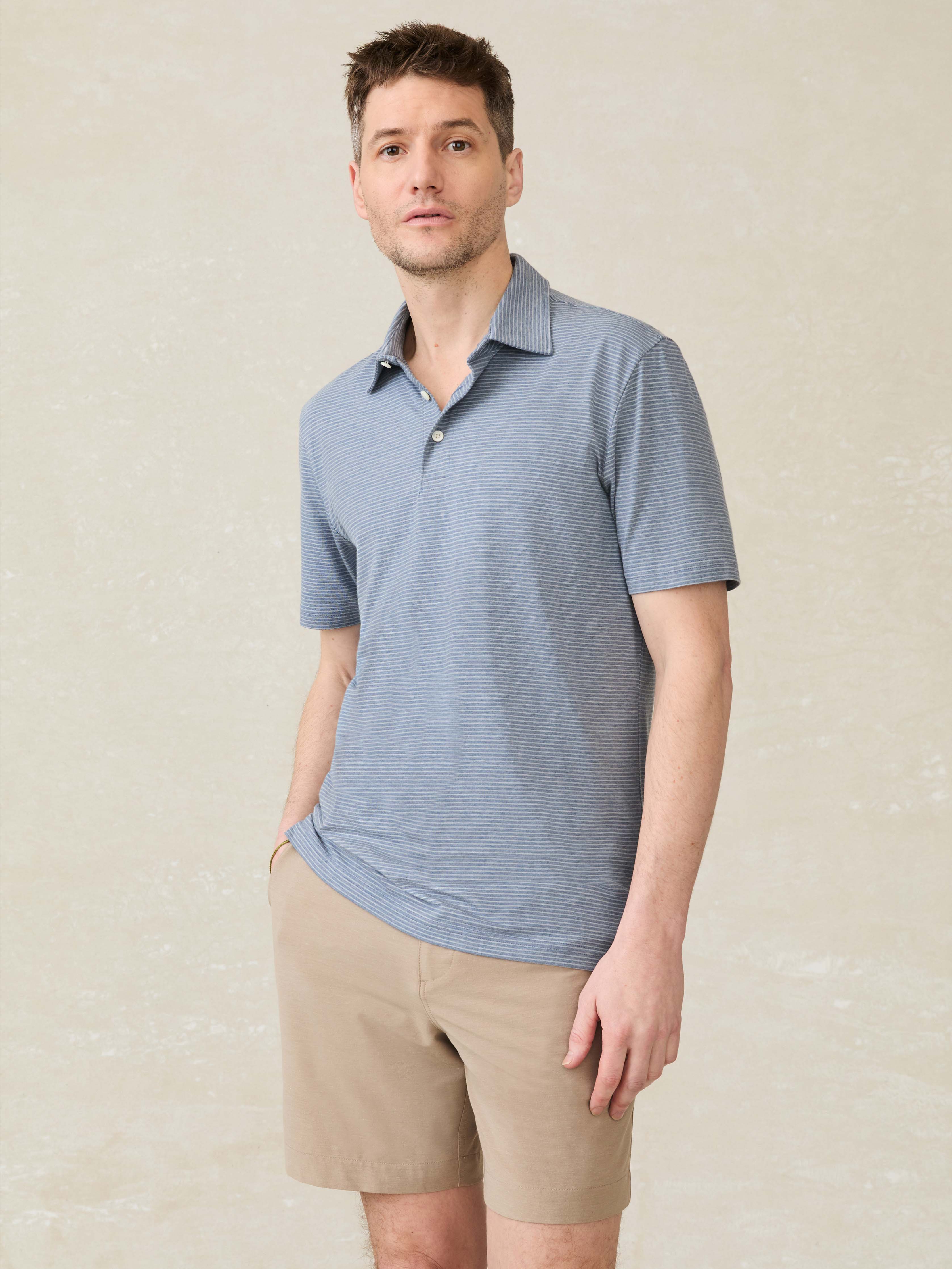 Short-Sleeve Movement™ Polo Shirt - Azure Beach Stripe