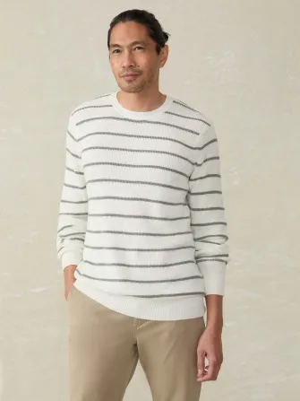Sunwashed Crewneck Sweater - White Sage Stripe