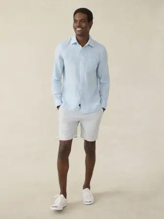 Laguna Linen Shirt (Tall) - Light Blue Melange