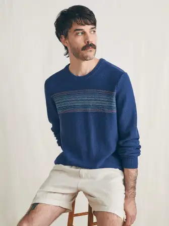 Surf Stripe Crew Sweater - Navy Sea Sunset(Navy Sea Sunset,XS)