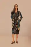 Black Blossom Tapestry LENZING™ ECOVERO™ Viscose Midi Wrap Dress