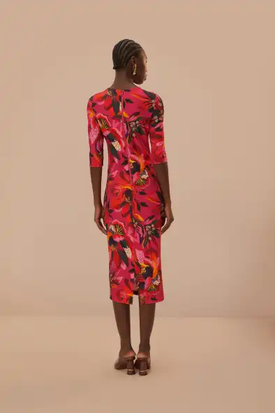 Colorful Flowers Jersey Midi Dress(COLORFUL FLOWERS,XXS)