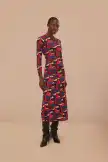 Wild Mushrooms Black Jersey Midi Dress