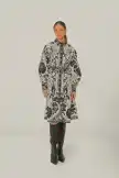 Off-White Flower Leopards Collared Midi Dress
