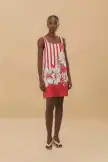 Red Floral Chain Stripes Mini Dress
