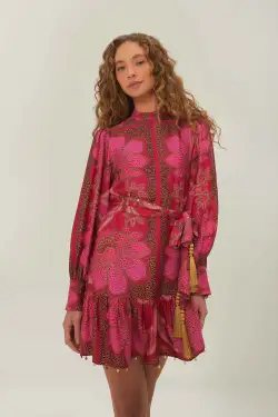 Pink Floral Glam Scarf LENZING™ ECOVERO™ Mini Dress