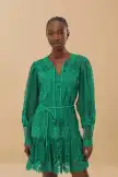 Green Tropical Flight Guipure Mini Dress