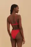 Red Matelasse Pineapple Bikini Top(RED,XXS)