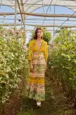 Mixed Delicate Flowers Long Sleeve Maxi Dress