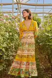 Mixed Delicate Flowers Long Sleeve Maxi Dress(DELICATE FLOWERS STRIPES,XXS)