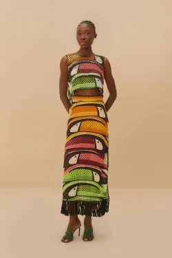 Multicolor Toucan Tree Crochet Skirt