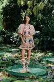 Pink Dream Garden Beaded Belt Mini Dress