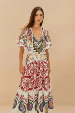 Tropical Camafeu Boho Glam LENZING™ ECOVERO™ Euroflax™ Maxi Dress(TROPICAL BOHO MIX,XXS)