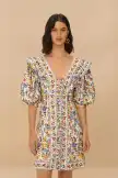 Off-White Greek Garden LENZING™ ECOVERO™ Euroflax™ Mini Dress