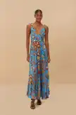 Blue Sunset Tapestry Sleeveless Midi Dress