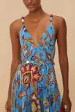 Blue Sunset Tapestry Sleeveless Midi Dress(SUNSET TAPESTRY BLUE,XXS)