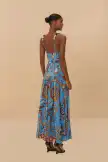 Blue Sunset Tapestry Sleeveless Midi Dress(SUNSET TAPESTRY BLUE,XXS)