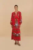 Red Sweet Bloom Bouquet LENZING™ ECOVERO™ Euroflax™ Midi Dress