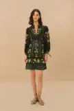 Black Flowers Arch LENZING™ ECOVERO™ Euroflax™ Mini Dress