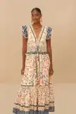 Cream Superbloom Tapestry Maxi Dress(SUPERBLOOM TAPESTRY CREAM,XXS)