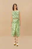 Green Delicate Tapestry LENZING™ ECOVERO™ Euroflax™ Midi Skirt