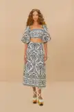 Off-White Tropical Cameo Euroflax™ Premium Linen Midi Skirt