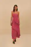 Red Paisley Scarf Loopy Trim Maxi Dress