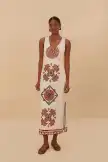 Off-White Marys Tiles Richelieu Euroflax™ Premium Linen Midi Dress